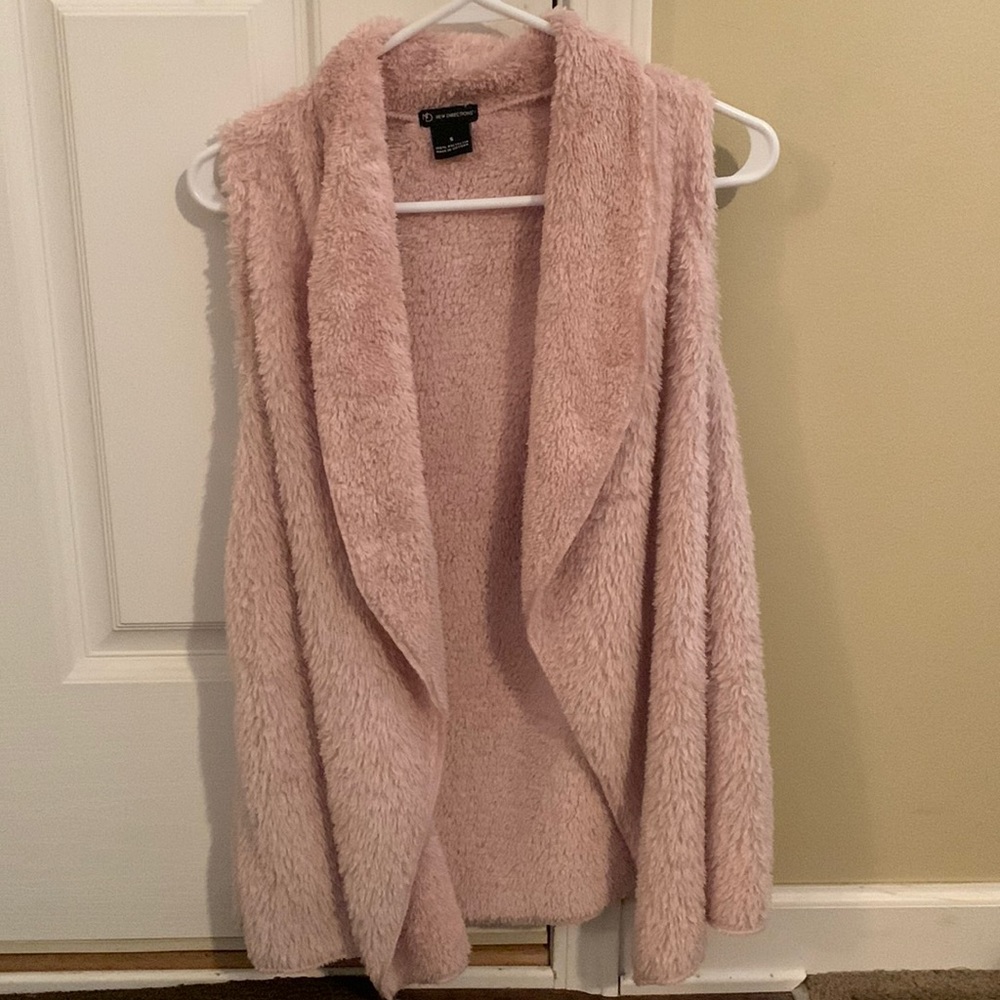 New Directions Light Pink Faux Fur Vest